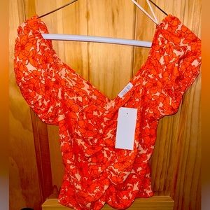 NWT XS orange silky blouse